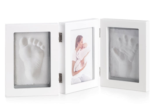 Photo Frame 3 segments - Baby’s Photo, hand and foot Clay Print.
