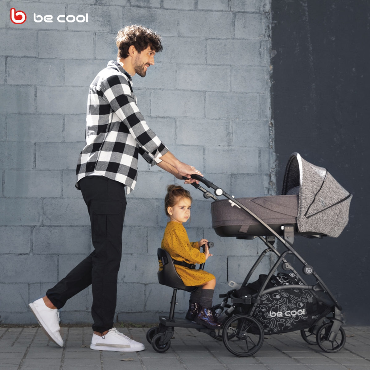 Be Cool Skate Universal Buggy Platform + Seat Unit – Seated or Standing Ride-On Board for Second Child