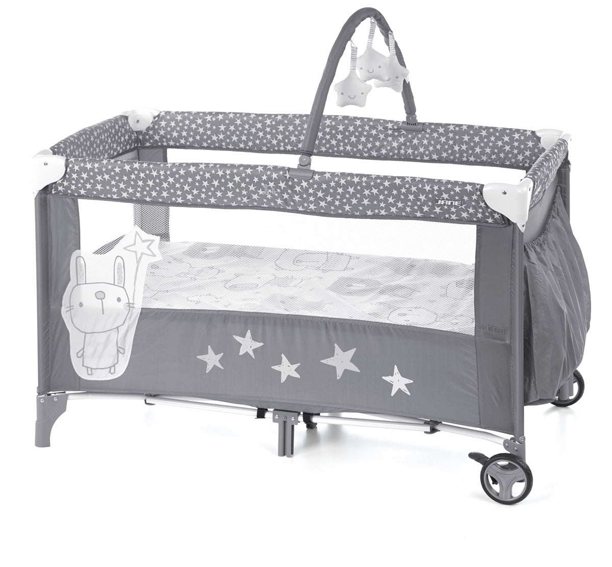 Jane Duo Level Travel Cot & Toys, Stars