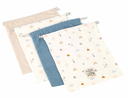 Birth Bags, Pack of 4 bags with different prints and fabrics