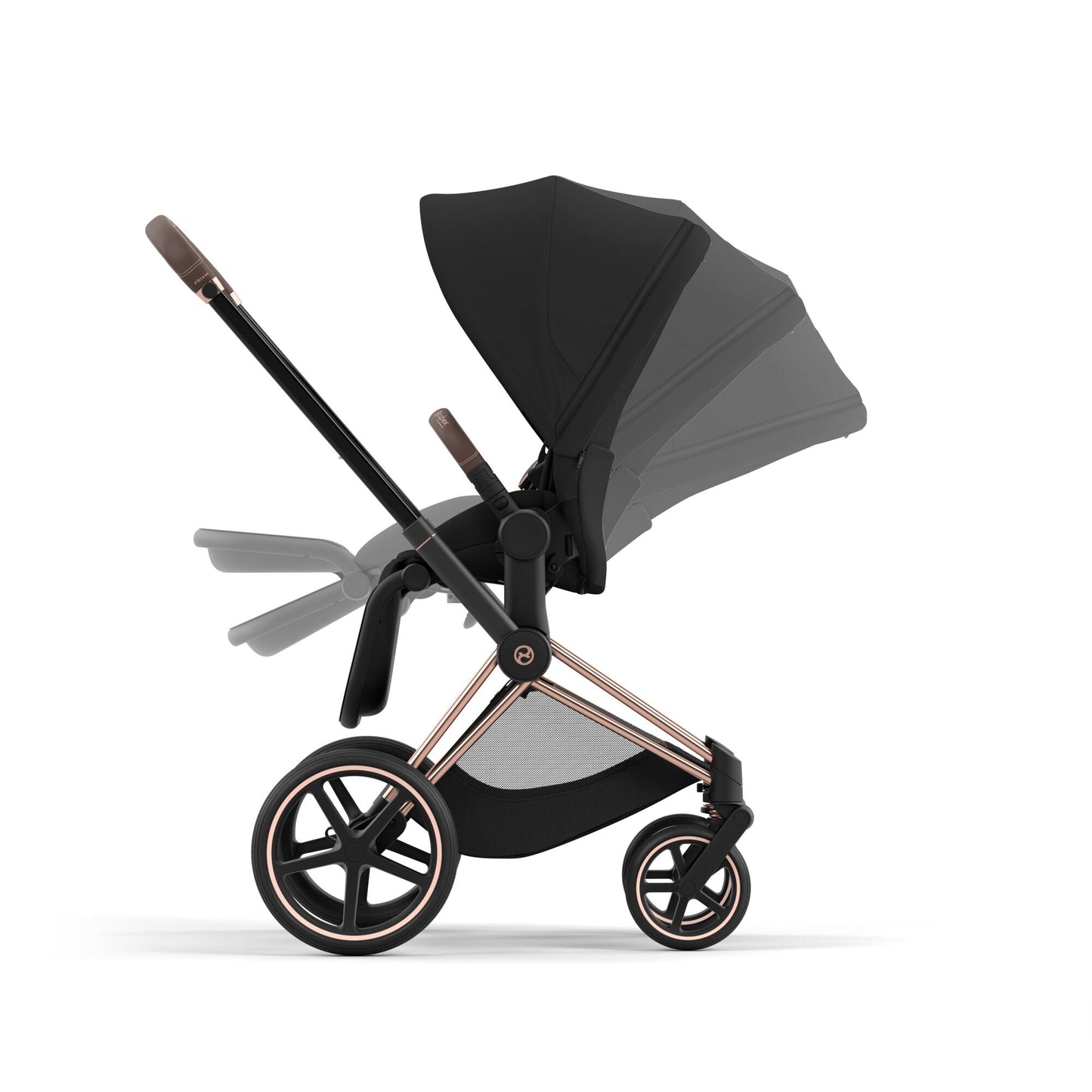 Cybex Priam Pram & Pushchair, Sepia Black on Rose Gold