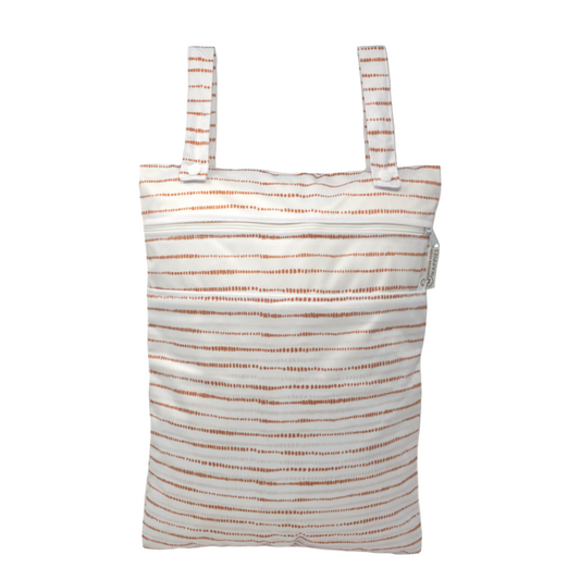 Out & About Double Pocket Nappy Wet Bag - Dune - White with Tan