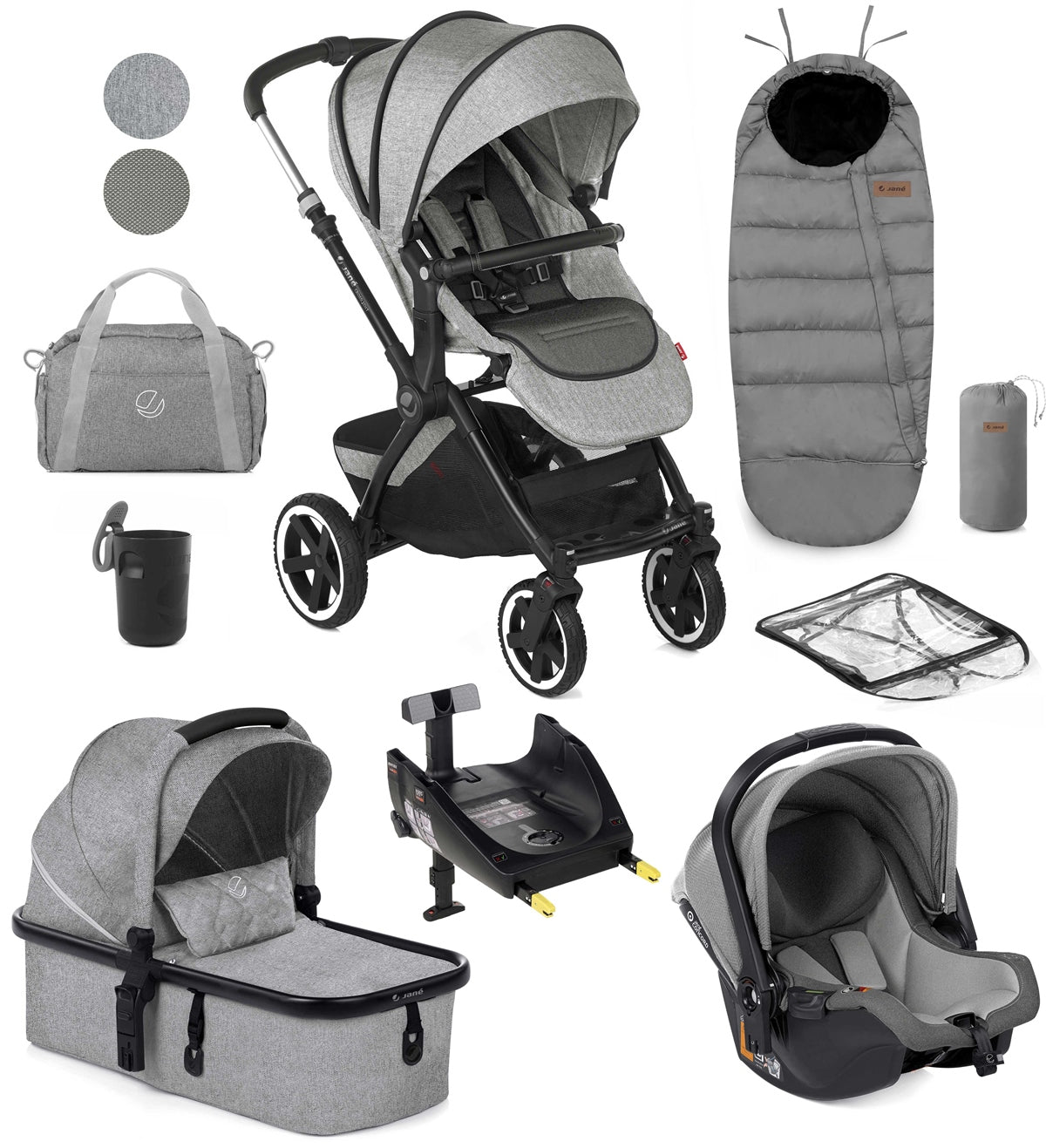 Jane Crosslight + Micro Pro + Koos iSize R1 - 10 Piece Travel System Bundle