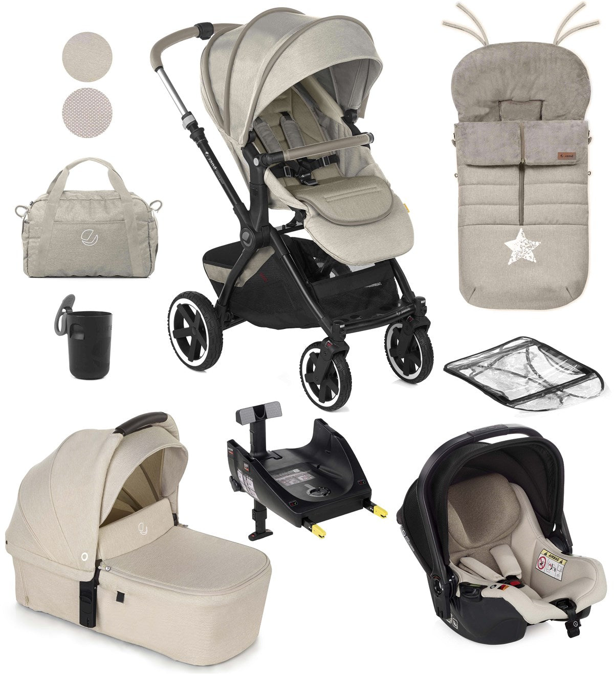 Jane Crosslight + Micro Pro + Koos iSize R1 - 10 Piece Travel System Bundle