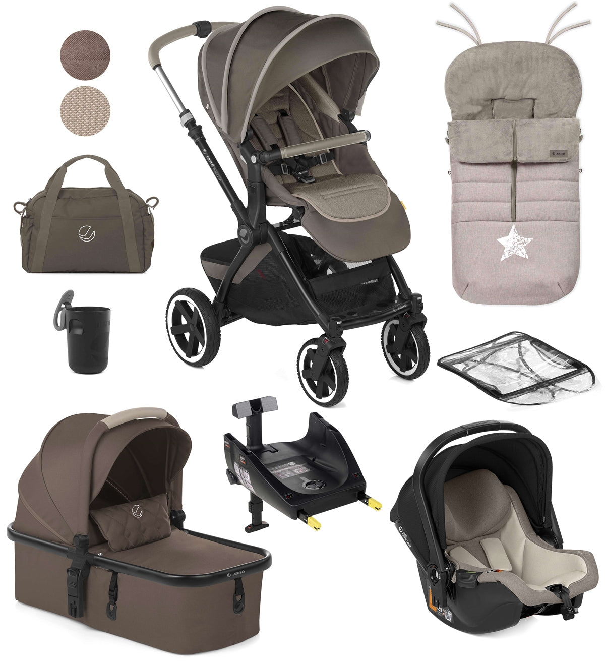 Jane Crosslight + Micro Pro + Koos iSize R1 - 10 Piece Travel System Bundle
