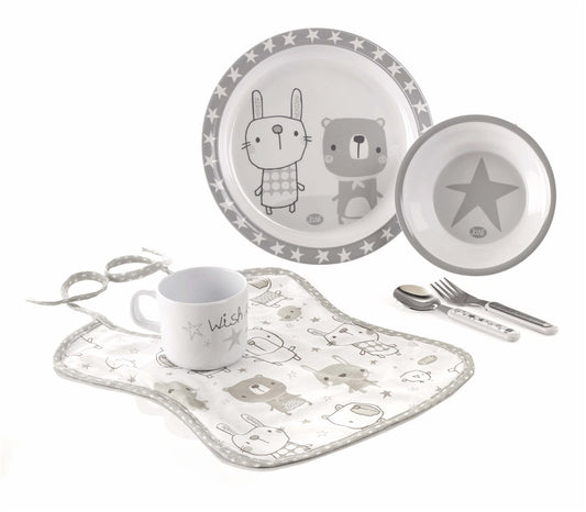 Jane 6-Piece Melamine Baby Crockery Set & Bib, Star