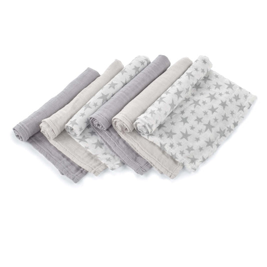 Bamboo Muslin Cloths For Baby 35 x 35 cm (6-Pack), Star