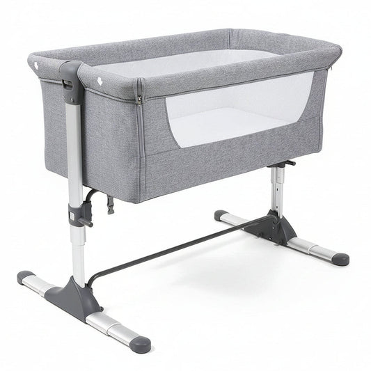 Snuggle Cuddle Co-sleeper Beside Crib + Safety Mattress, Flint Grey
