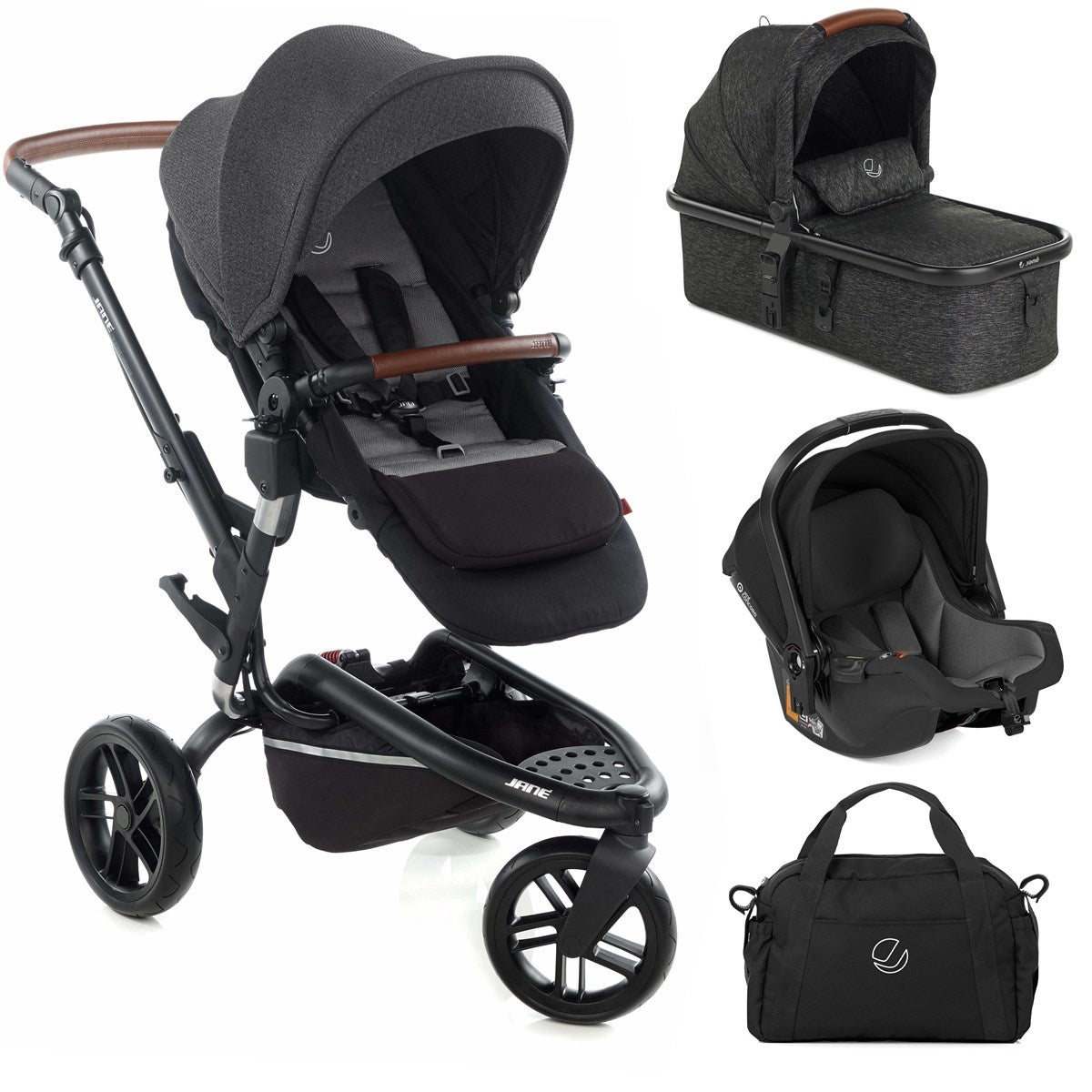 Jane Trider + Micro Pro + Koos iSize R1 Travel System, Cold Black