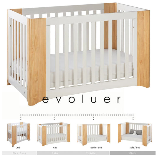 Cocoon Evoluer 4 in 1 Nursery Furniture System, White / Natural