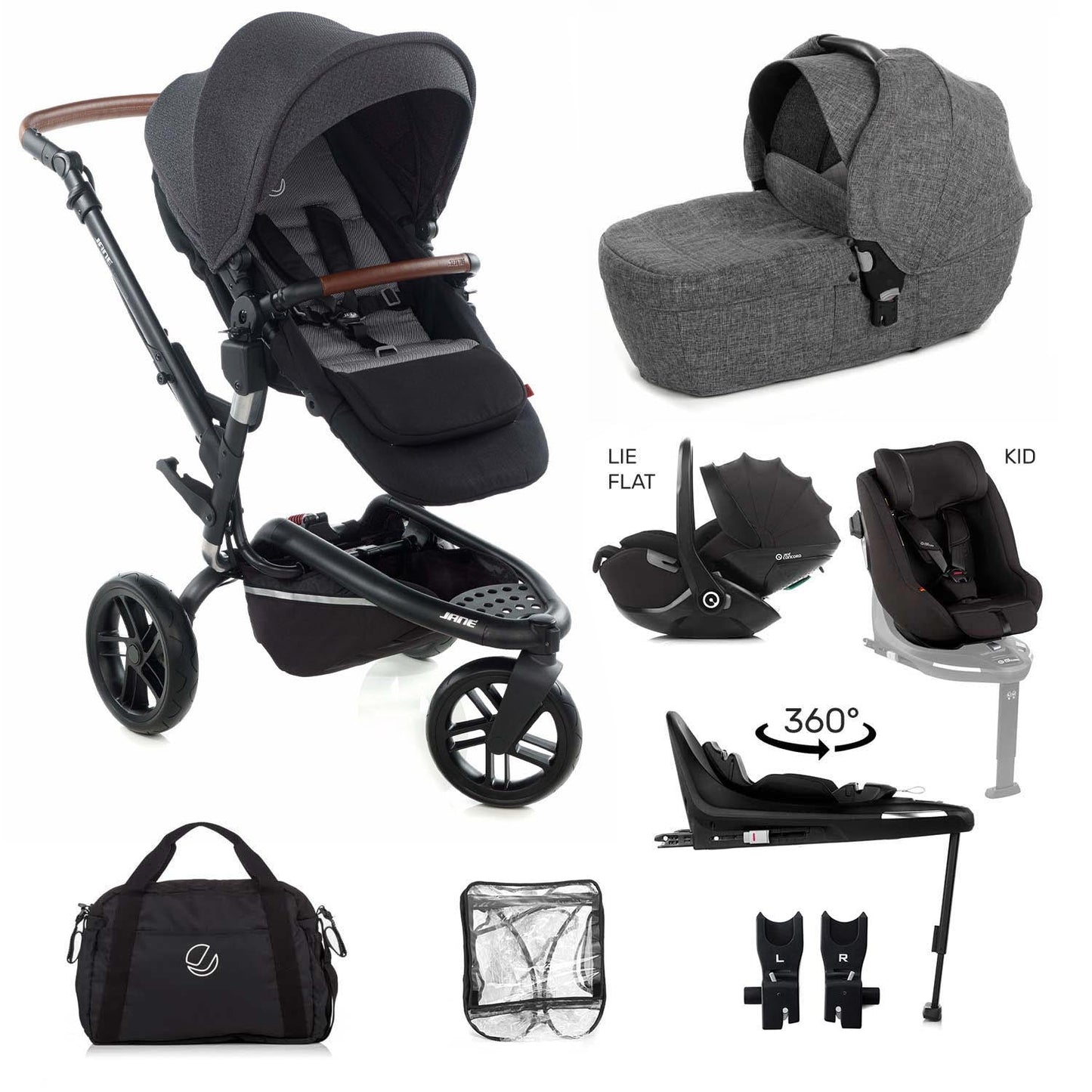 Jané Trider Lie-Flat 360 Family Car Seat Bundle