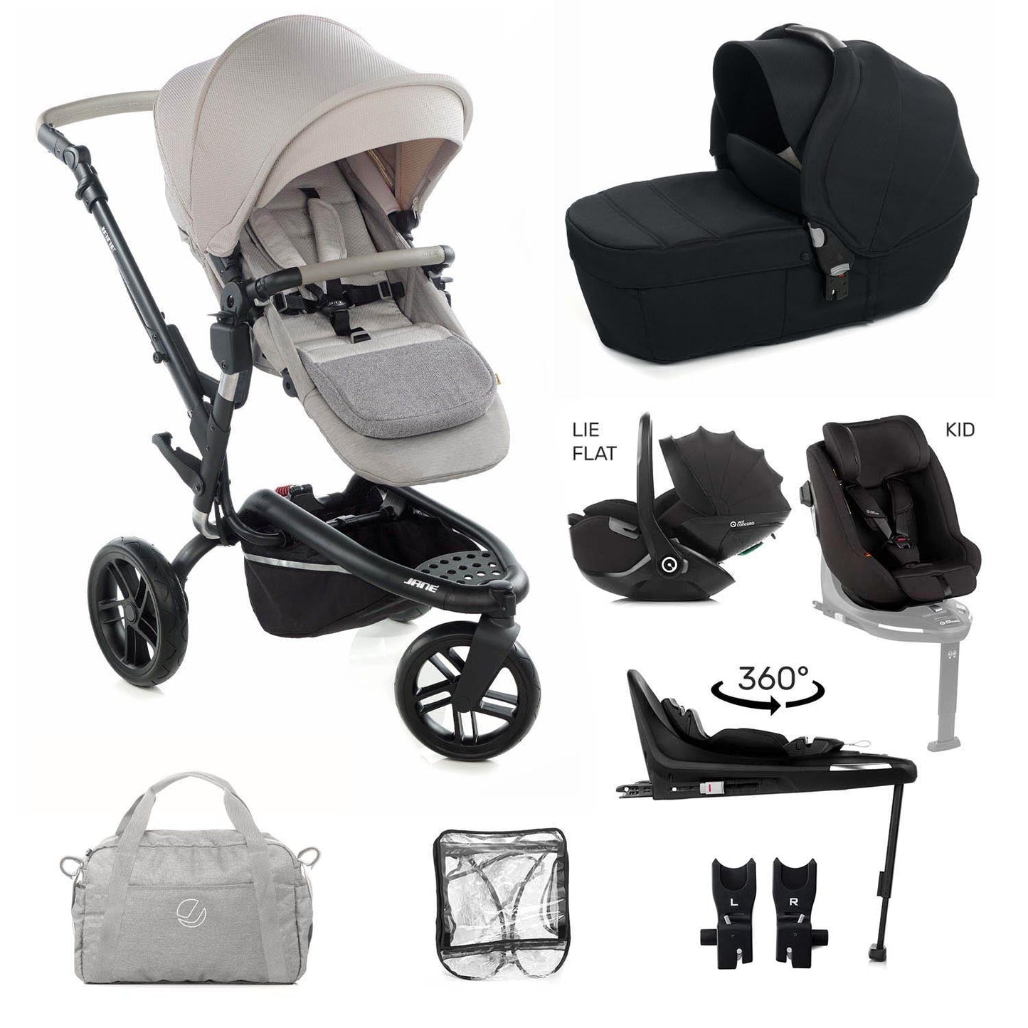 Jané Trider Lie-Flat 360 Family Car Seat Bundle