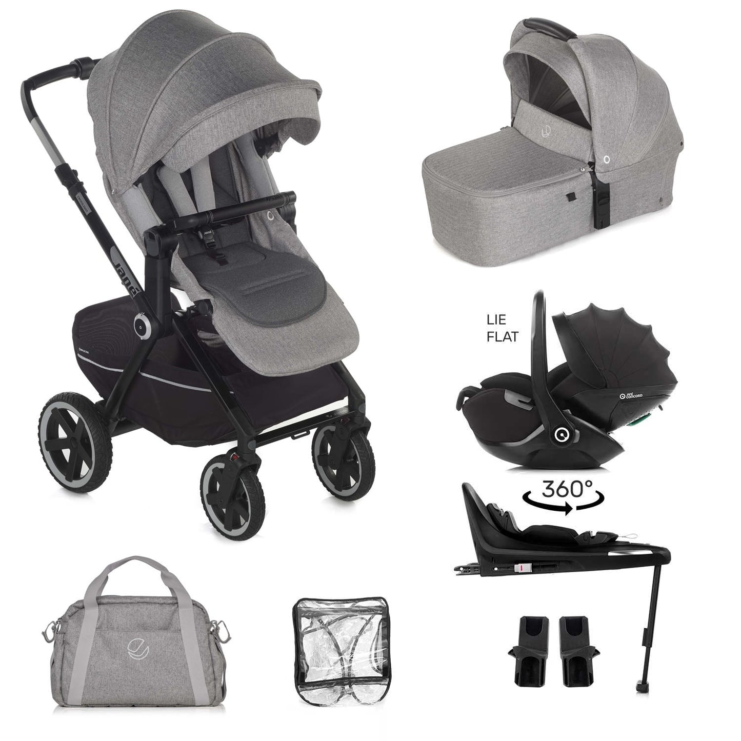 Jane Crosslight 3 + Kombibaby 360 Lie-Flat Car Seat Travel System