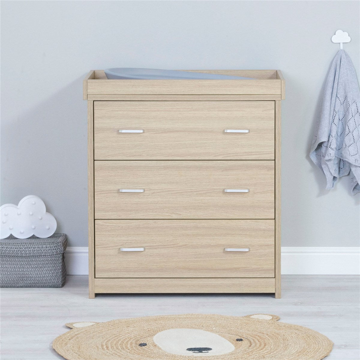 Babymore Luno 2 Piece Nursery Furniture Set with Drawer - Cot Bed with Drawer & Chest Changer