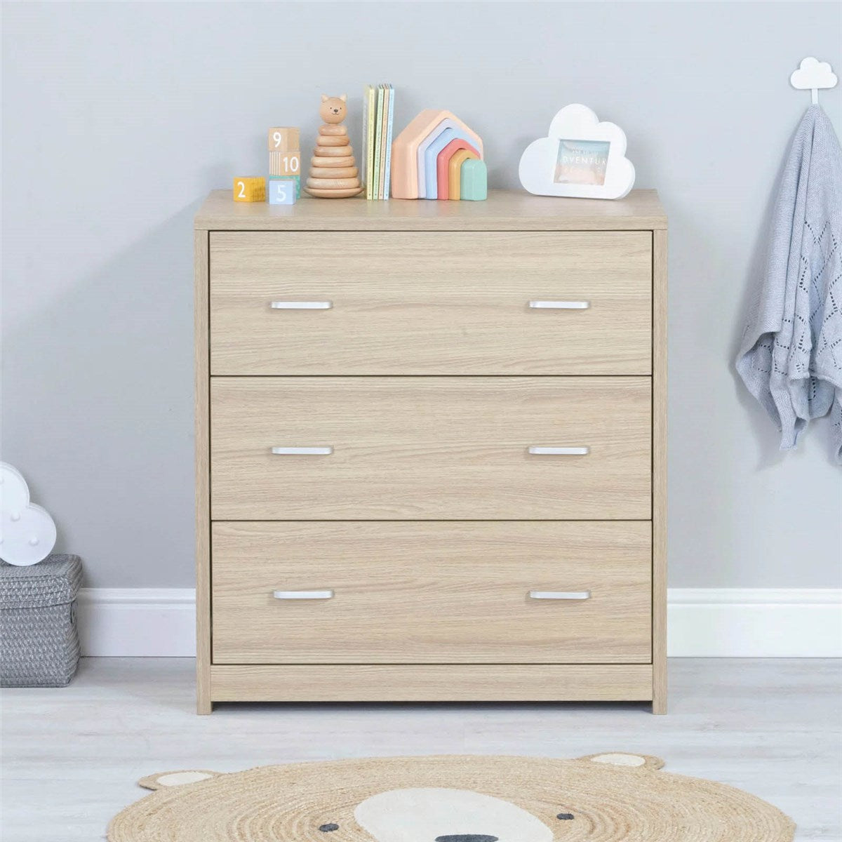 Babymore Luno 2 Piece Nursery Furniture Set with Drawer - Cot Bed with Drawer & Chest Changer