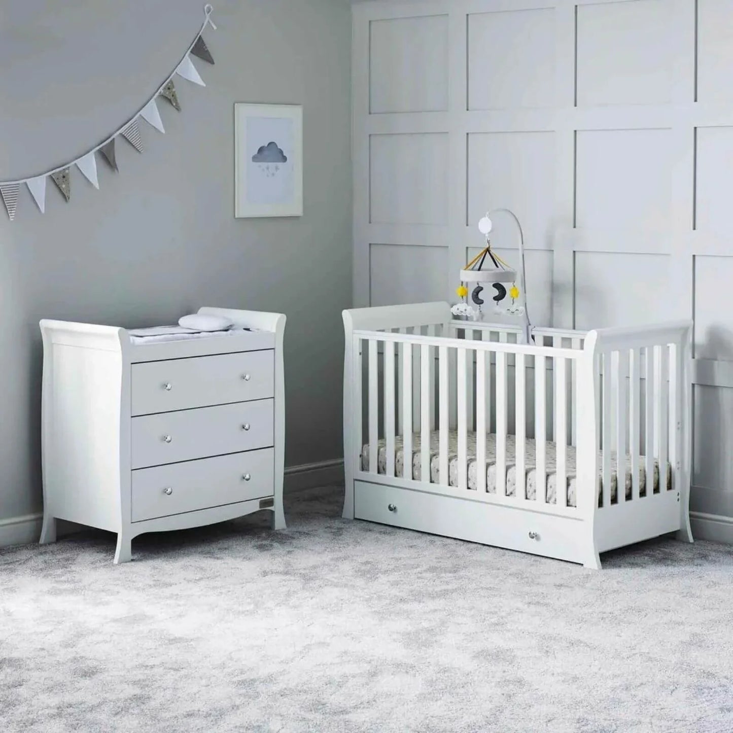 Ickle Bubba Snowdon 4-in-1 Mini Furniture Set Premium Sprung Mattress 2 pcs - White