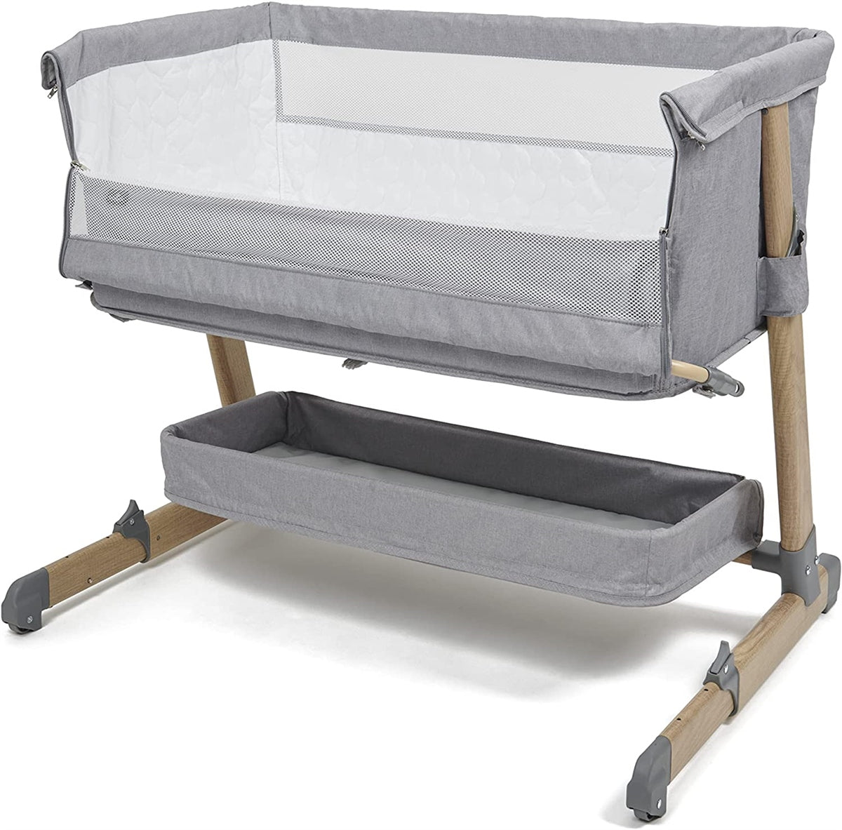 BabyLo Cozi Sleeper2 inc Storage Shelf, Mattress and in Wood Effect