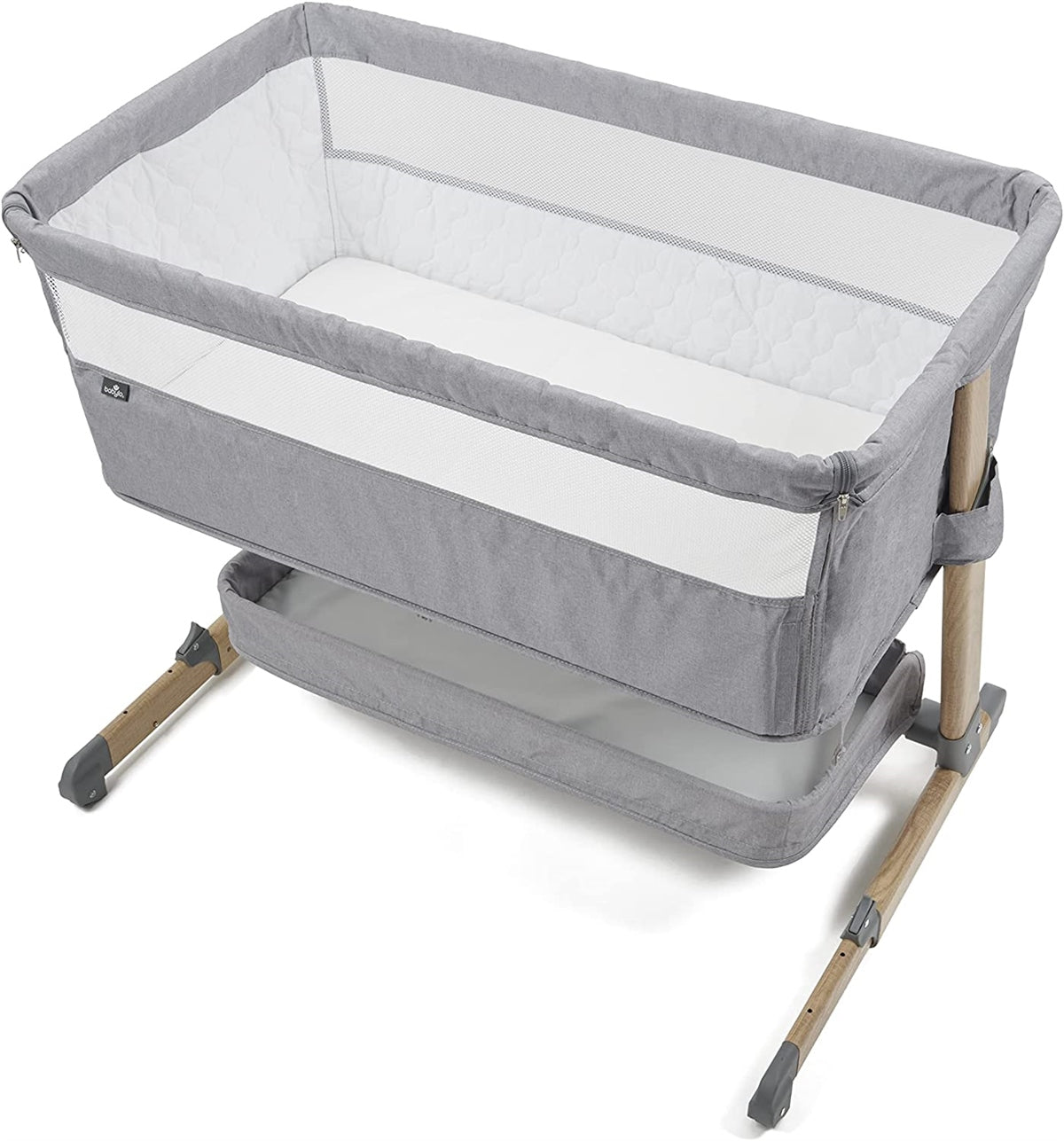 BabyLo Cozi Sleeper2 inc Storage Shelf, Mattress and in Wood Effect