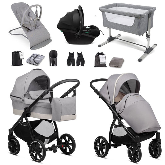 Noordi Sole Go 3in1 Essential Starter Travel & Nursery Bundle, Warm Grey