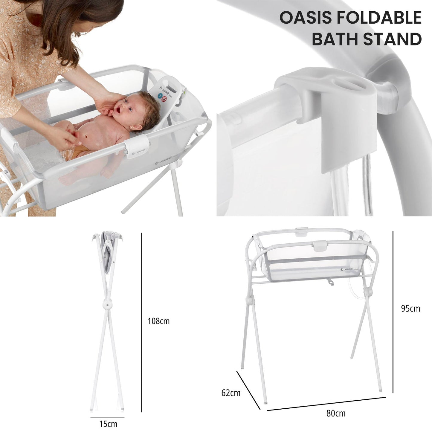 Jane Oasis Folding Bathtub, White