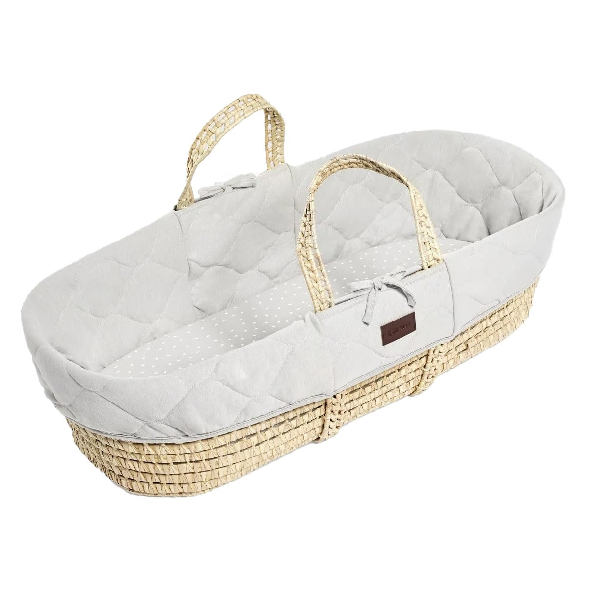 Little Green Sheep Natural Quilted Moses Basket + Mattress
