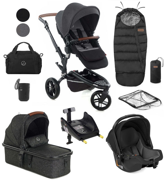 Jane Trider + Micro Pro + Koos iSize R1 - 10 Piece Travel System Bundle, Cold Black