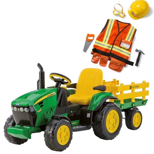 Peg Perego John Deere Ground Force + Trailer + Construction Outfit, 12V