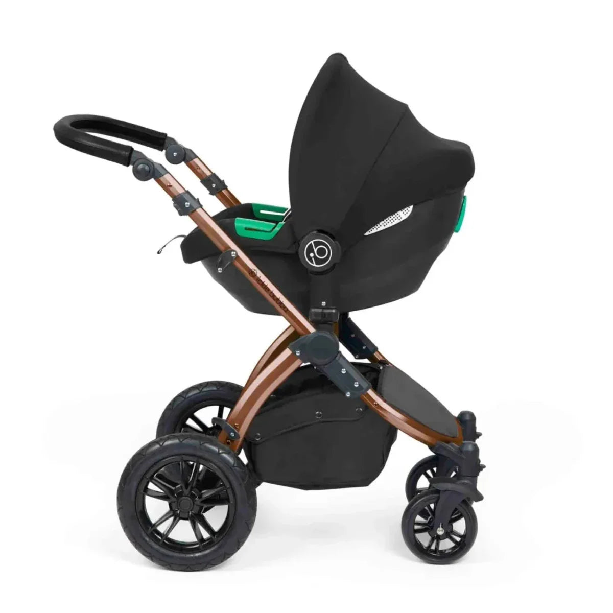 Ickle Bubba Stomp Luxe Travel System with i-Size Cirrus Car Seat & ISOFIX Base 12 pcs - Bronze & Midnight & Black