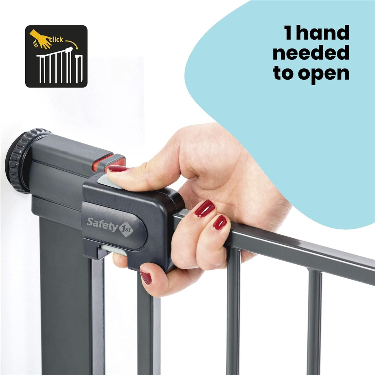Safety 1st Easy Close Metal SecureTech Pressure Gate 73-80cm, Wood Effect