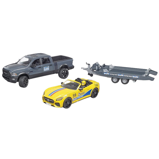 Bruder RAM 2500 Power Wagon, Trailer & Roadster Racing Team