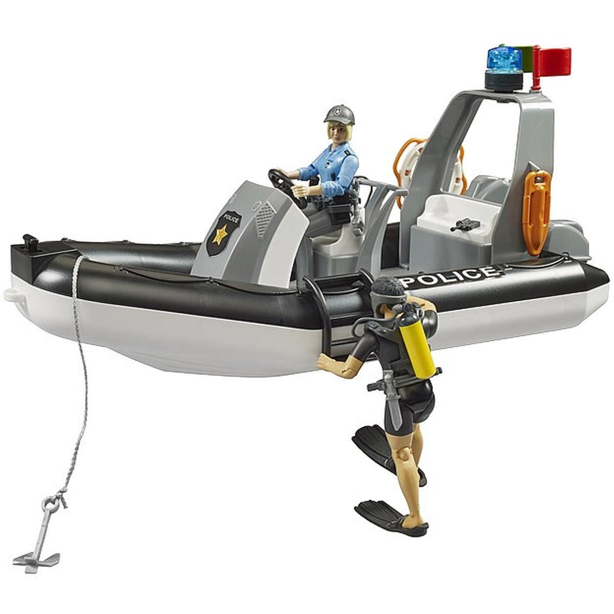Bruder RAM 2500 Police Toy Pick Up Truck with Trailer & Boat
