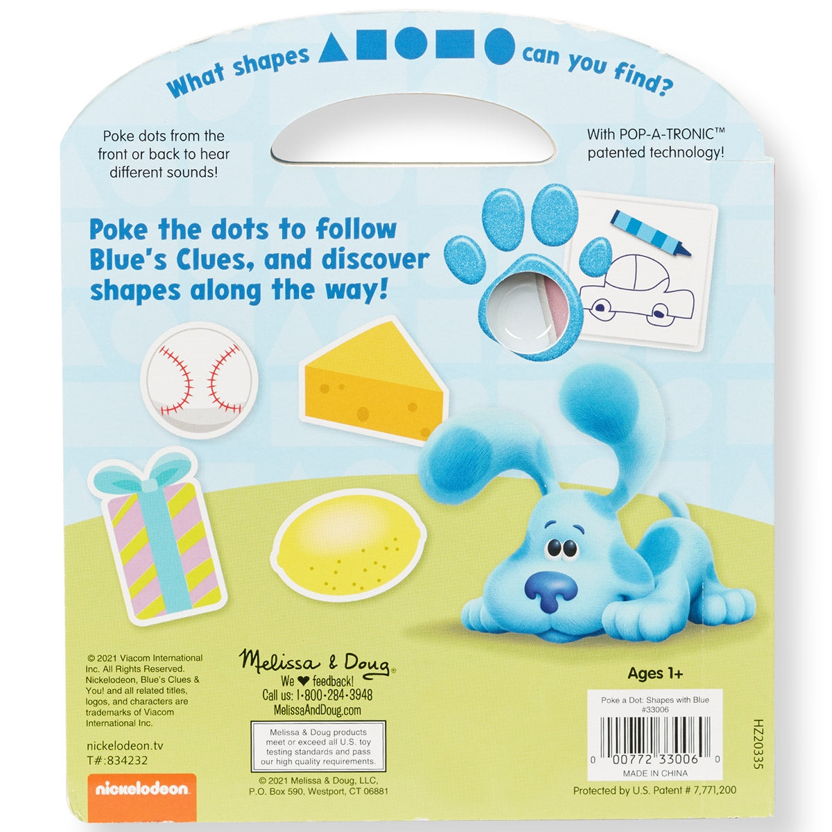 Melissa & Doug Blue's Clues & You! Poke-A-Dot Interactive Book, Shapes with Blue