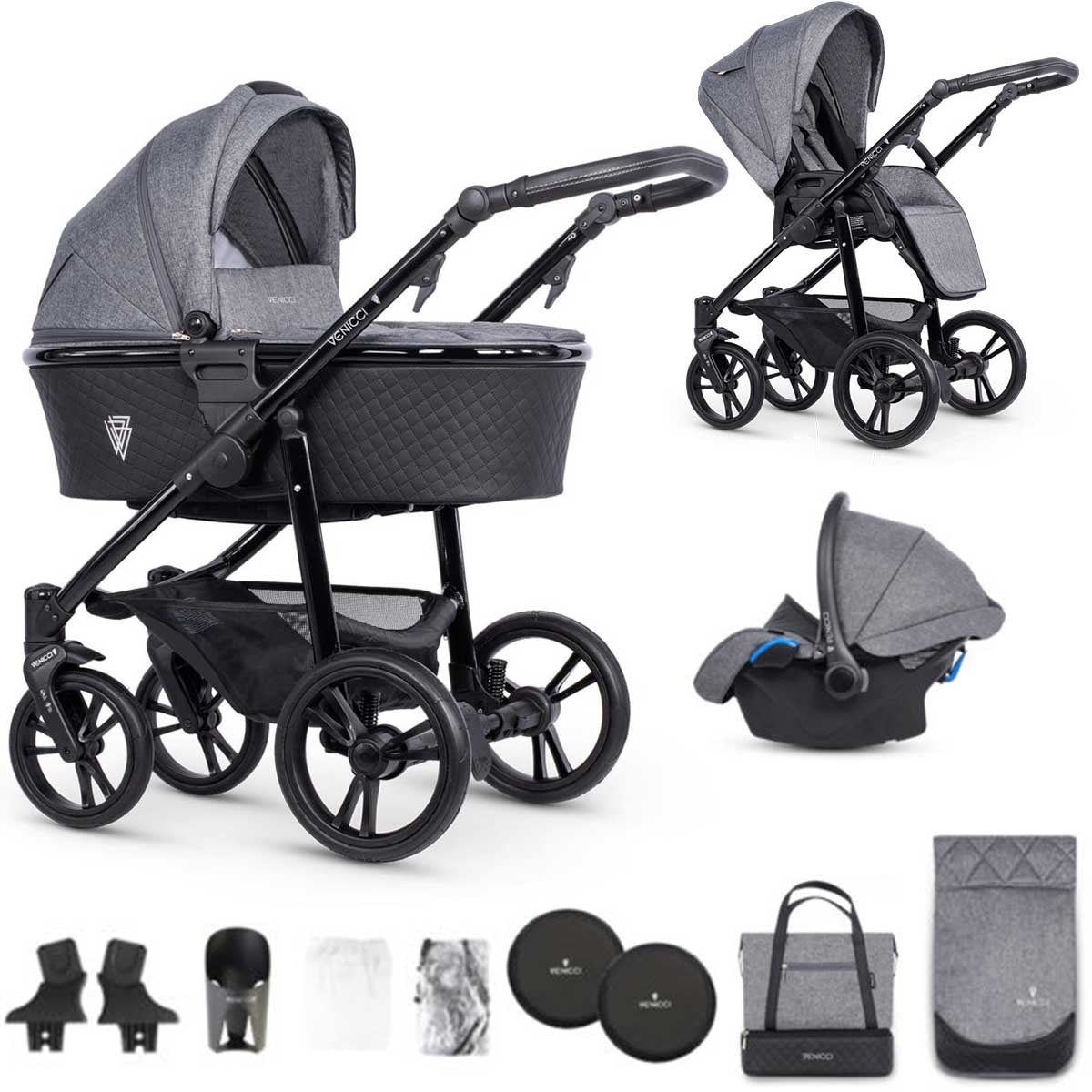 Venicci Shadow 2.0 3-in-1 Travel System, Denim Grey