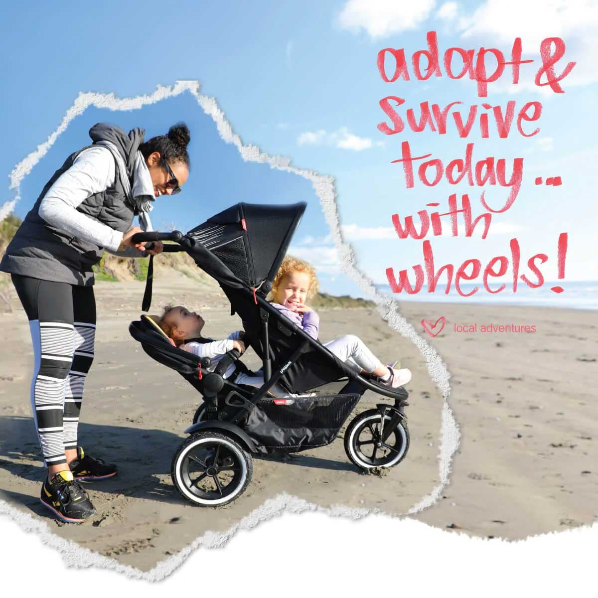 Phil & Teds Sport V6 Pushchair + Double Kit, Black