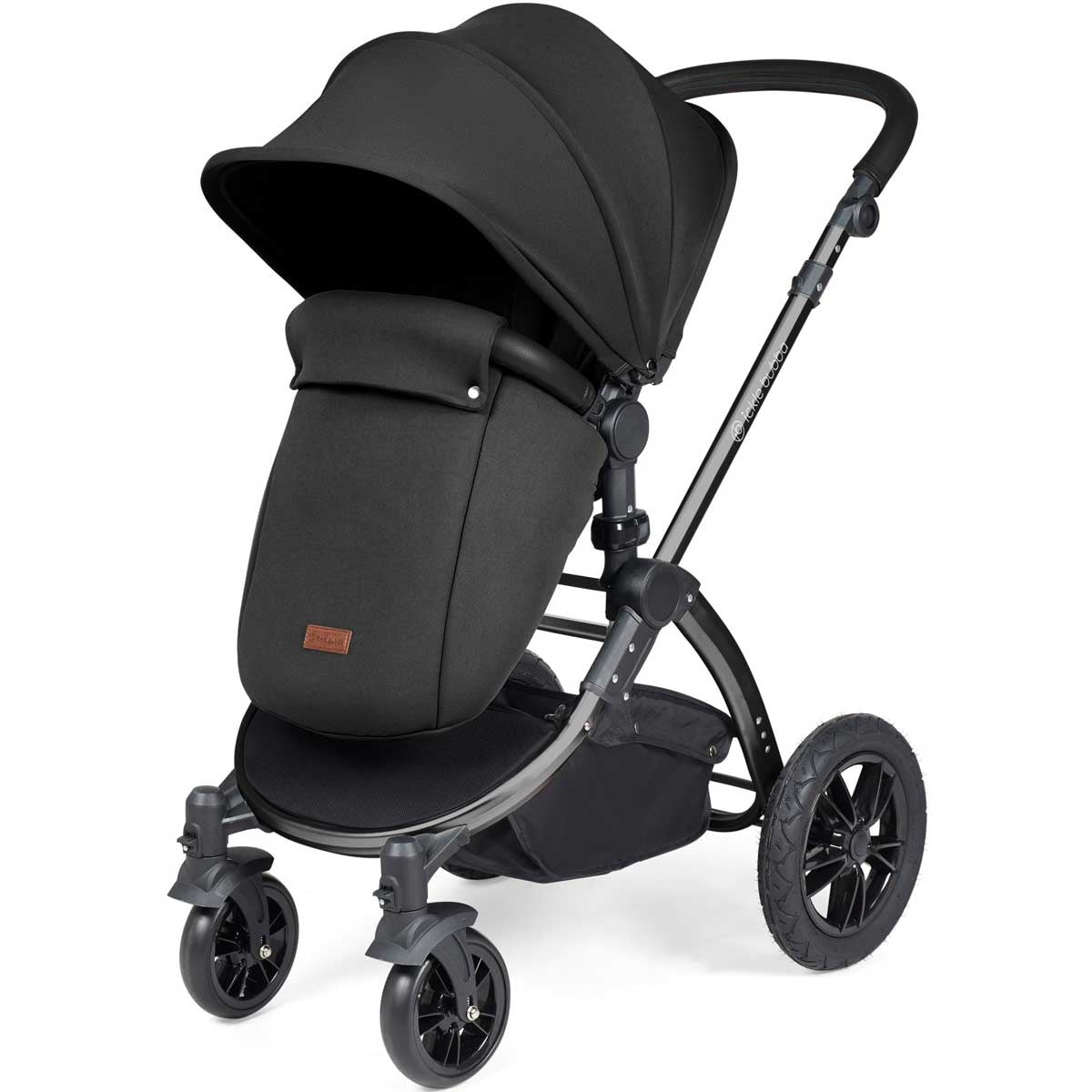 Ickle Bubba Stomp Luxe All-in-One Premium i-Size Travel System with ISOFIX Base, Black / Midnight / Black