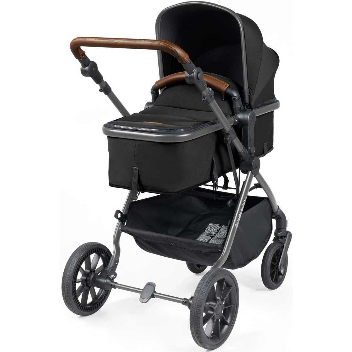 Ickle Bubba Cosmo All-in-One i-Size Travel System with ISOFIX Base, Gunmetal / Black / Tan