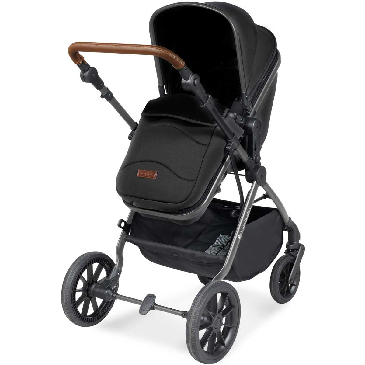 Ickle Bubba Cosmo All-in-One i-Size Travel System with ISOFIX Base, Gunmetal / Black / Tan