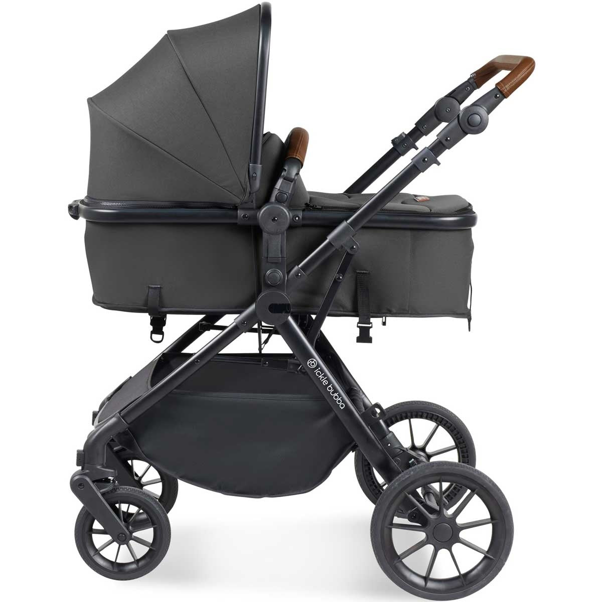 Ickle Bubba Cosmo 2-in-1 Pram & Pushchair - Black / Graphite Grey / Tan