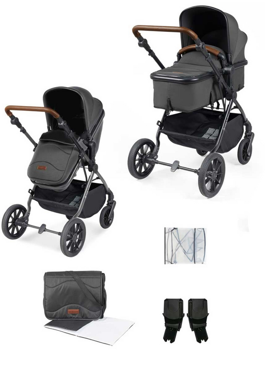 Ickle Bubba Cosmo 2-in-1 Pram & Pushchair - Black / Graphite Grey / Tan