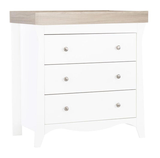 CuddleCo Clara 3 Drawer Dresser & Changer, White/Ash