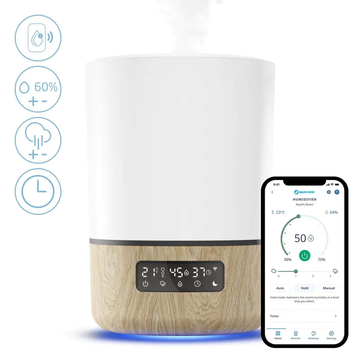 Maxi-Cosi Breathe Smart Humidifier with App Control & Essential Oil Diffuser