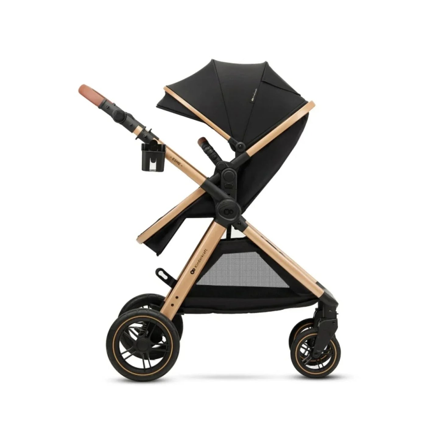 Kinderkraft Esme 3-in-1 Travel System with Mink Pro Car Seat - Pure Black