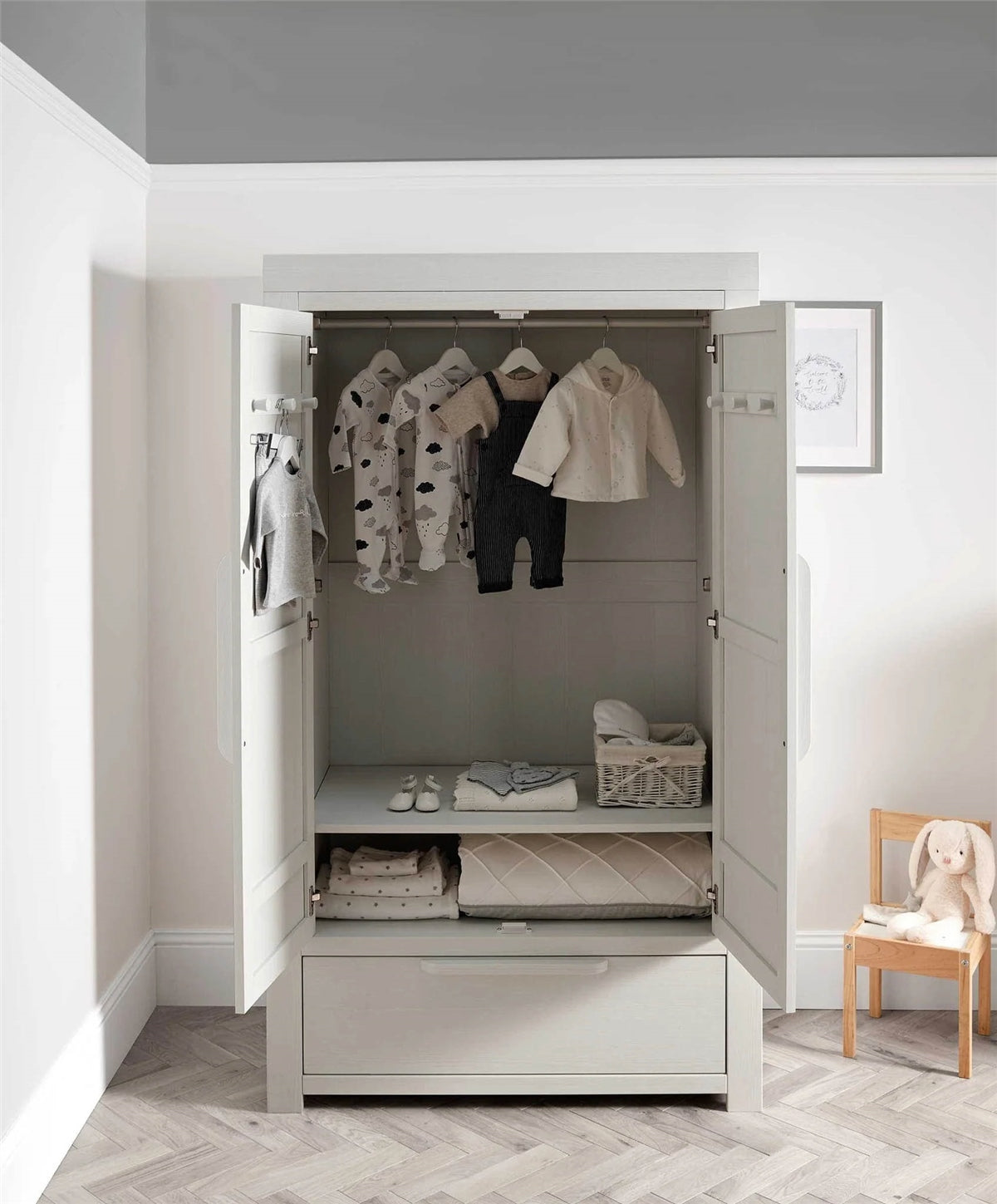 Mamas & Papas Franklin 3 Piece Cot Bed Range with Dresser and Double Wardrobe