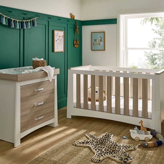 CuddleCo Ada 2 Piece Nursery Furniture Set, White/Ash