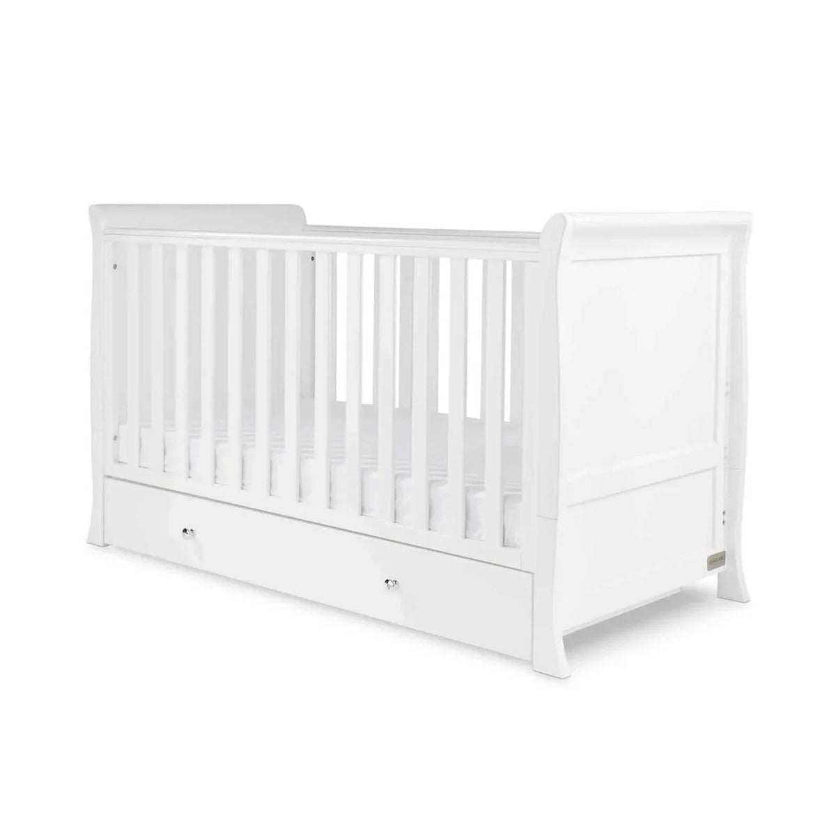 Ickle Bubba Snowdon Classic Cot Bed White - Premium Sprung Mattress