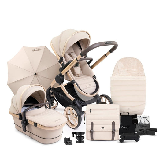 iCandy Peach 7 Pushchair and Carrycot Complete Bundle, Biscotti Edition