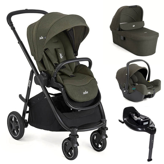 Joie Versatrax On-The-Go Encore 4 Piece Travel System Bundle with Rotating Car Seat, Fern