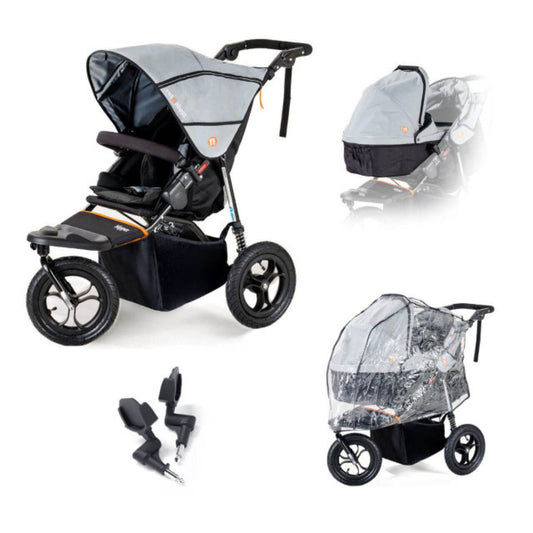 Out 'n' About Nipper Single, New Parent Starter Bundle, Rocksalt Grey