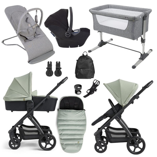 Silver Cross Tide Essential Travel System & Starter Nursery Bundle, Sage On Black