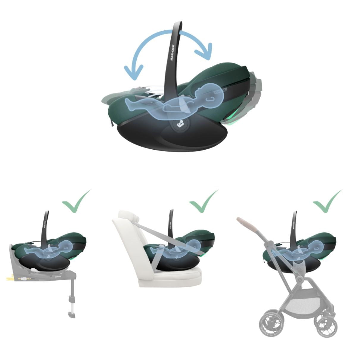 Maxi-Cosi Pebble 360 Pro And Family Fix 360 Base - Essential Green